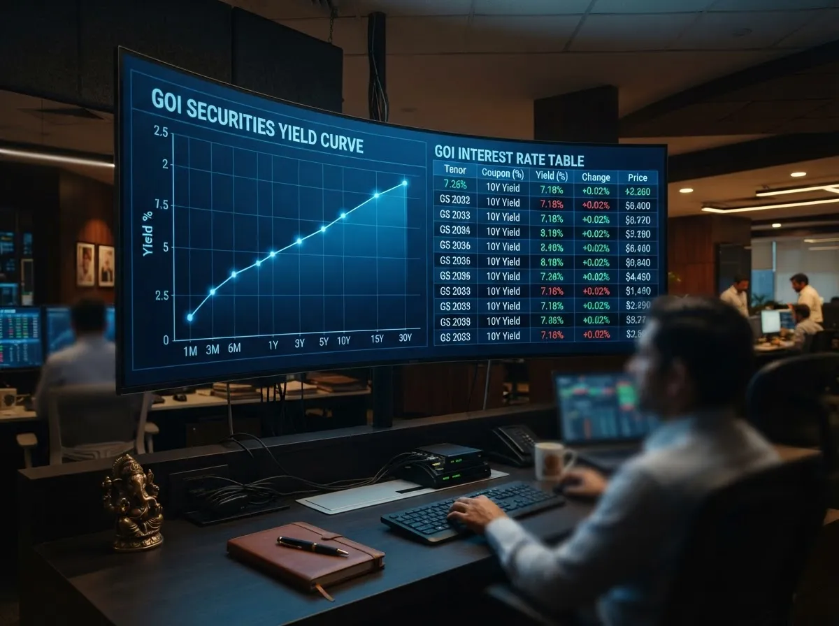 Yield curve chart on a monitor
