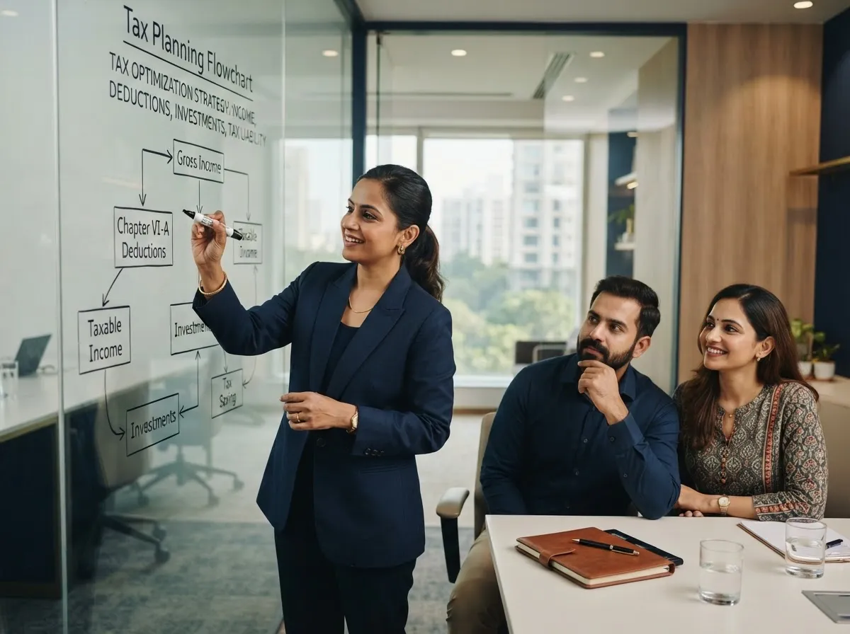 Expert explaining tax-saving strategy on a whiteboard
